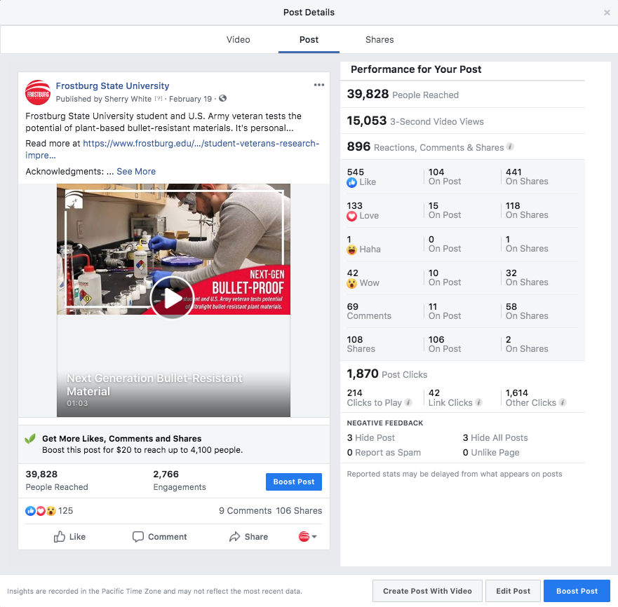 screen grab of analytics for science project video