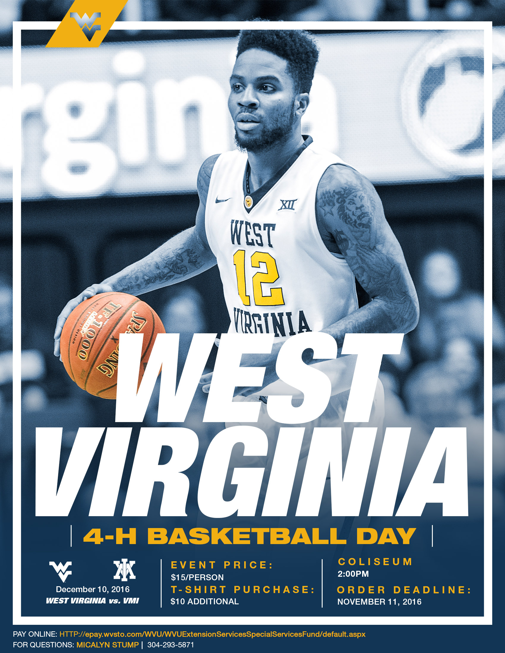 special event ticket for 4H Basketball Day at WVU