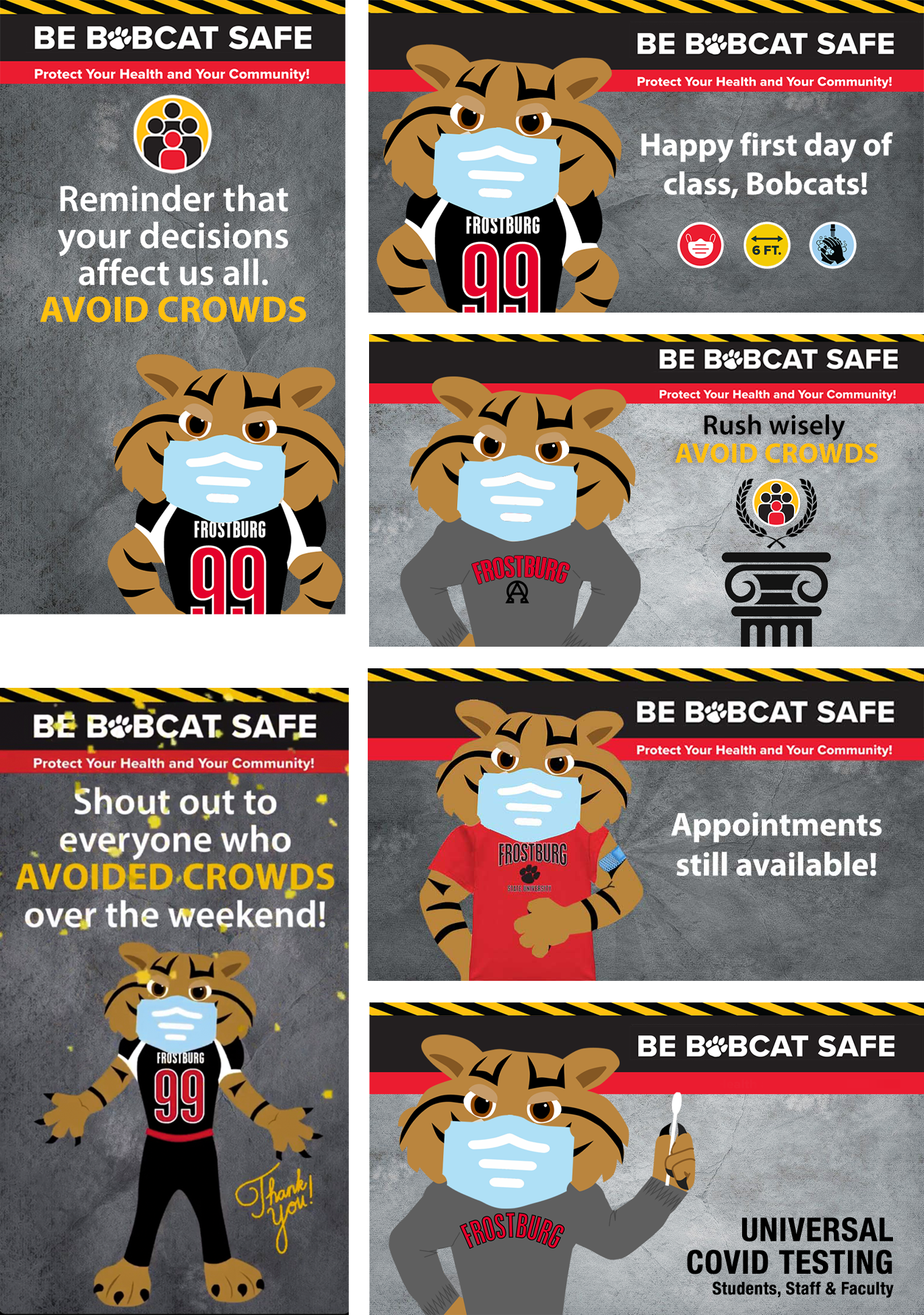 screen grabs of COVID social media campaign