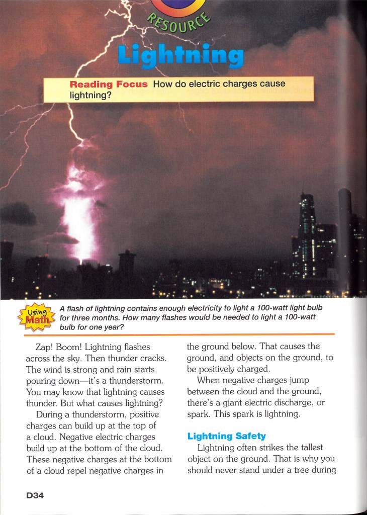 image of a textbook page about Lightning