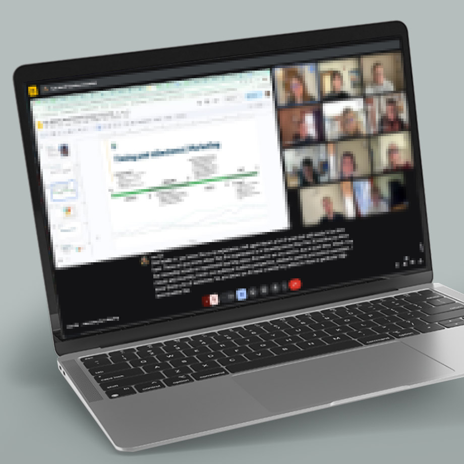 laptop with zoom meeting on screen